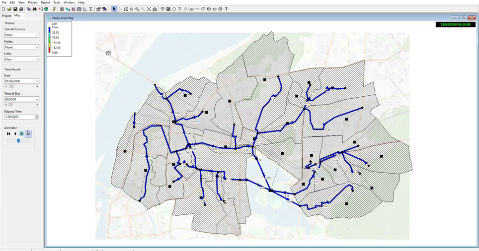 Click to enlarge. Example of SWMM modelling